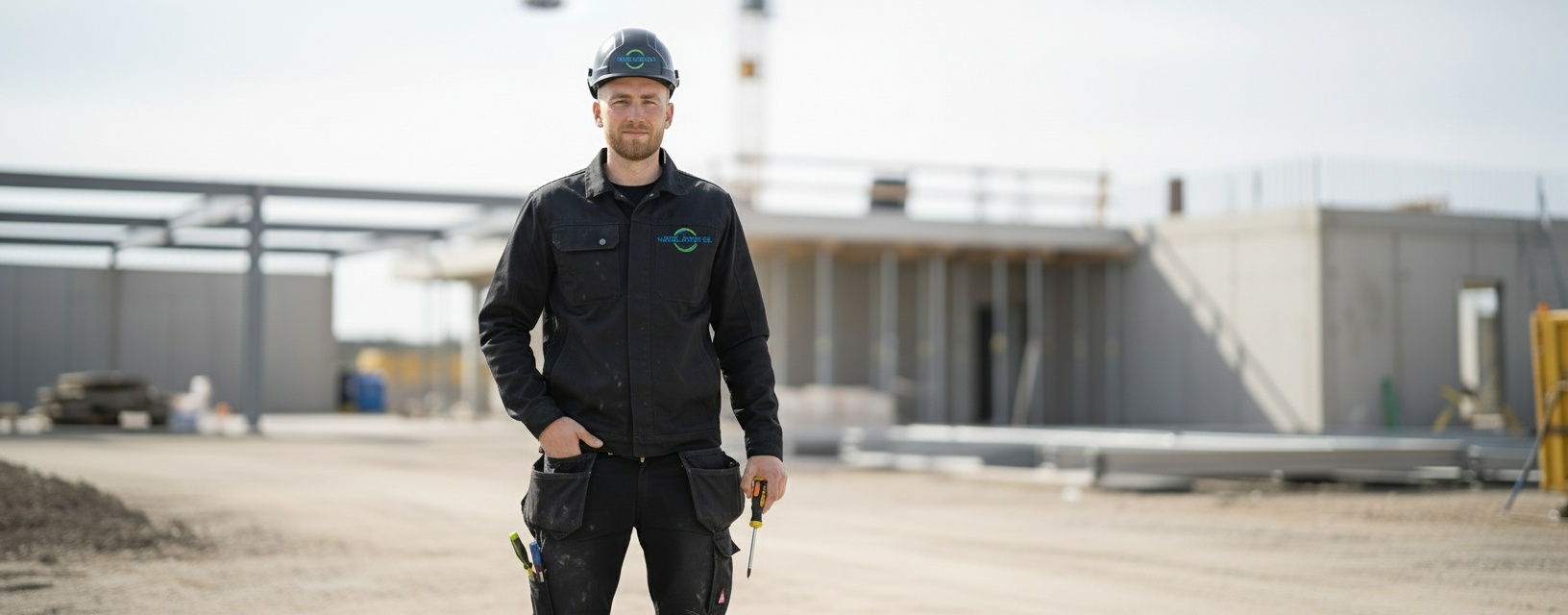 Professionel byggeplads med midlertidig strøm