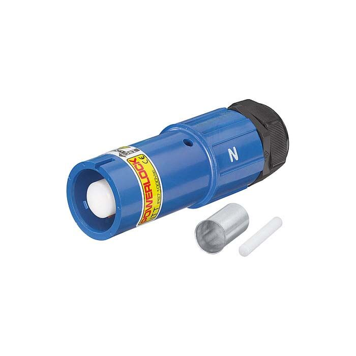 Blåt Powerlock stik nul N-leder - professionel byggeplads